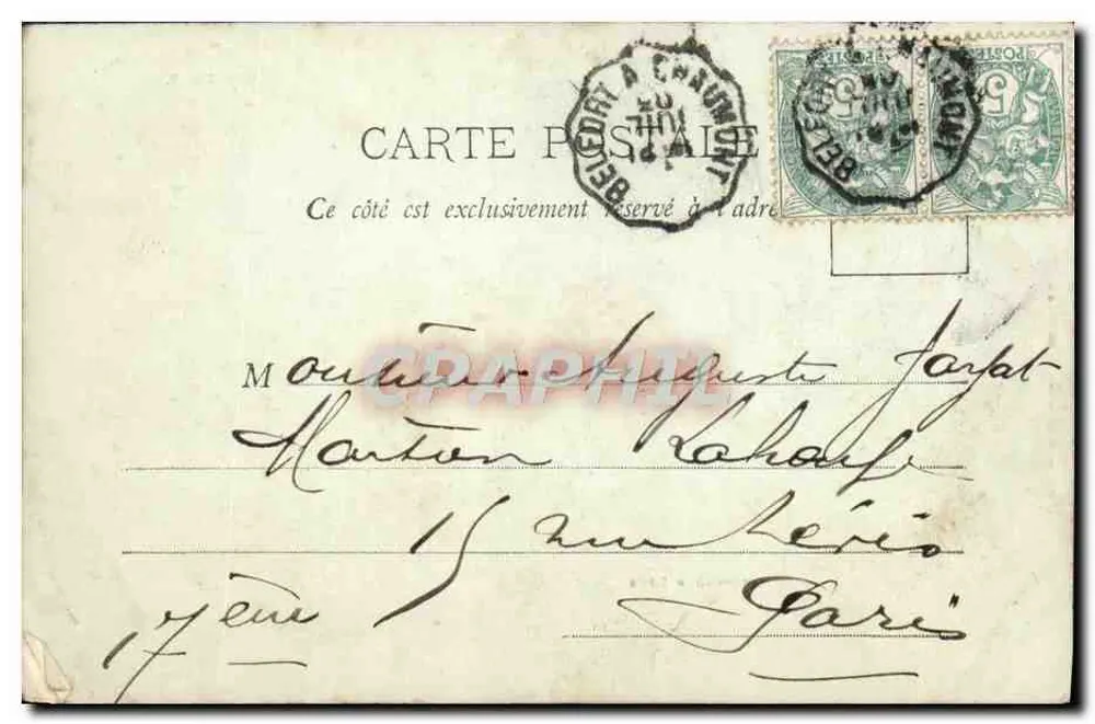 Château & Lion — vue du château fort sur rocher à Belfort — éditeur Impr. Ad. Weilck, St-Dié, N. 887 - Verso