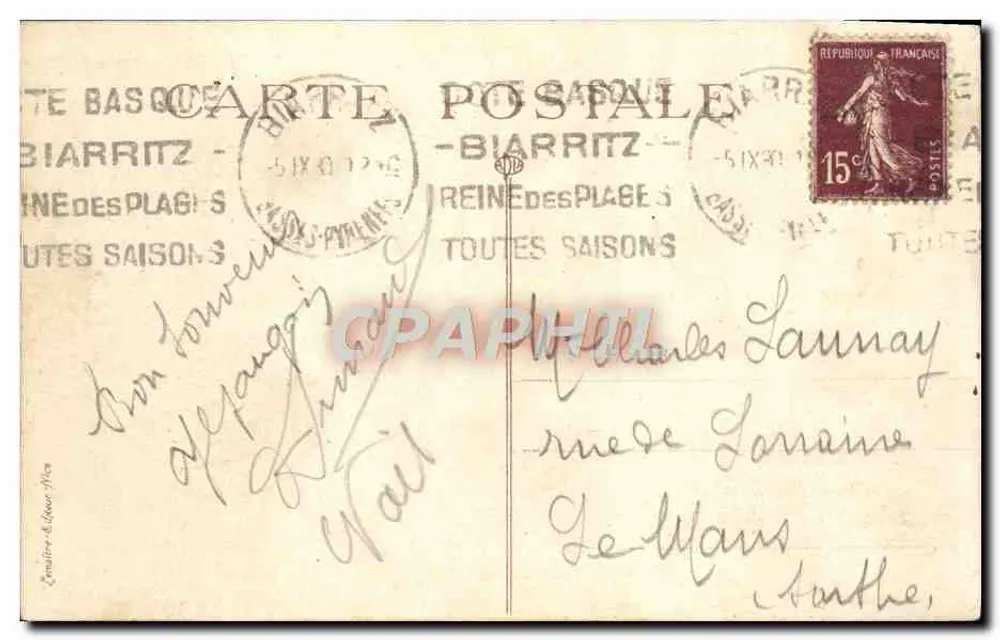 Biarritz, No Porto Velho — editor: Édouard & Cie, n° 43 - Verso