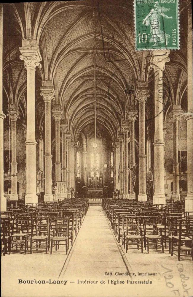 Bourbon-Lancy — Innenansicht der Pfarrkirche — Edit. Chandieux, Drucker - Vorderseite
