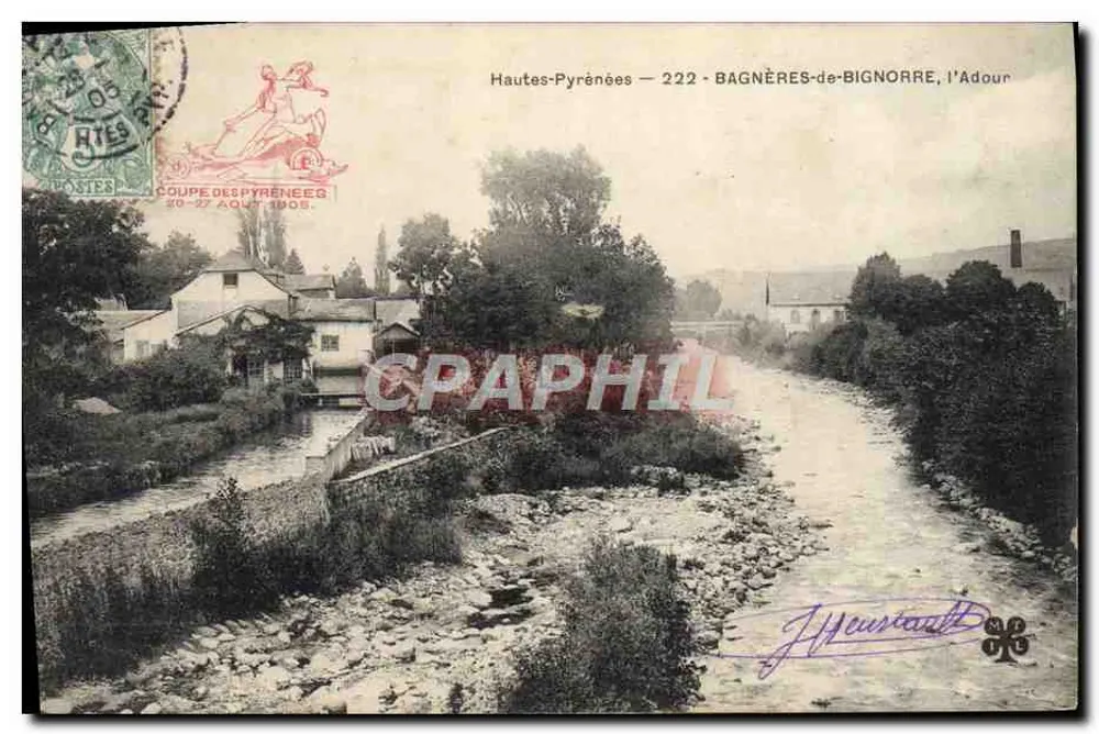 Bagnères-de-Bigorre, der Adour — Hautes-Pyrénées — Verlag Coupe des Pyrénées, Nr. 222 - Vorderseite