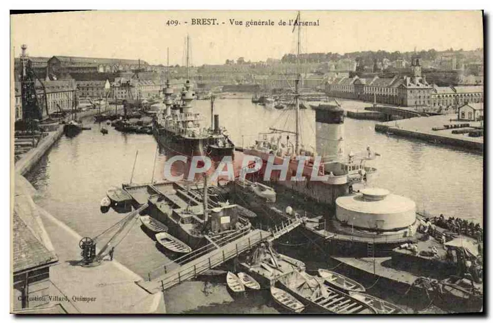 Brest - Vista geral do Arsenal — Coleção Villiard, Quimper, n° 409 - Frente