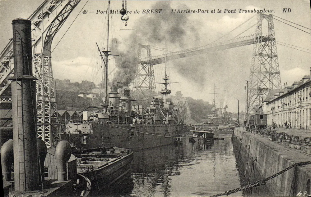 Militärhafen von BREST — Der Hinterhafen und die Überführungbrücke — ND - Vorderseite