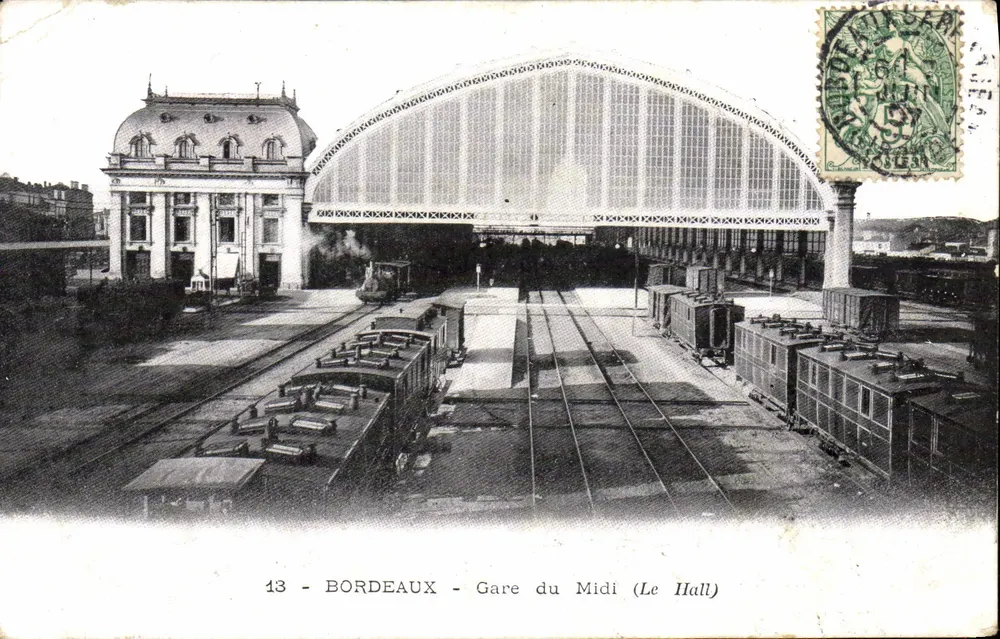 Bordeaux - Estação do Meio-Dia (O Salão) — vista da estação e das linhas — editor desconhecido, n° 13 - Frente