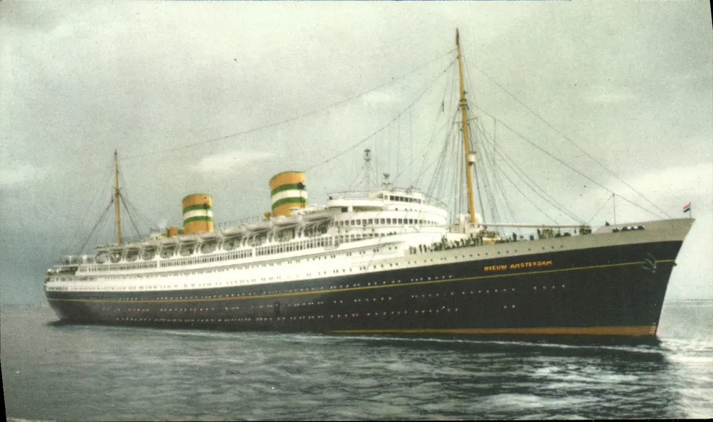 S.S. NIEUW AMSTERDAM — Linha Holland-America — Cartão Postal - Frente