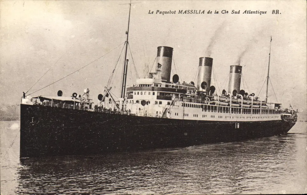 Der Dampfer MASSILIA der Compagnie Sud Atlantique BR. - Vorderseite
