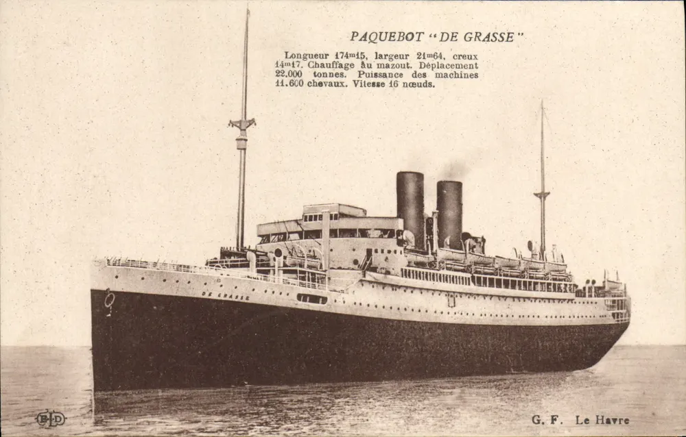 Paquebote "De Grasse" — G.F. Le Havre - Frente