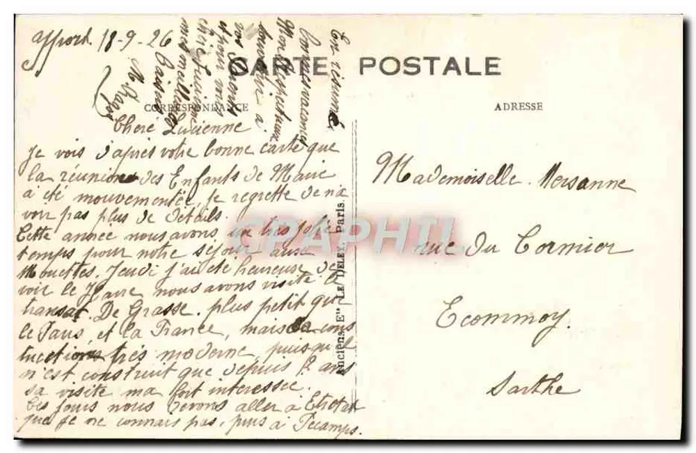 Paquebote "De Grasse" — G.F. Le Havre - Verso