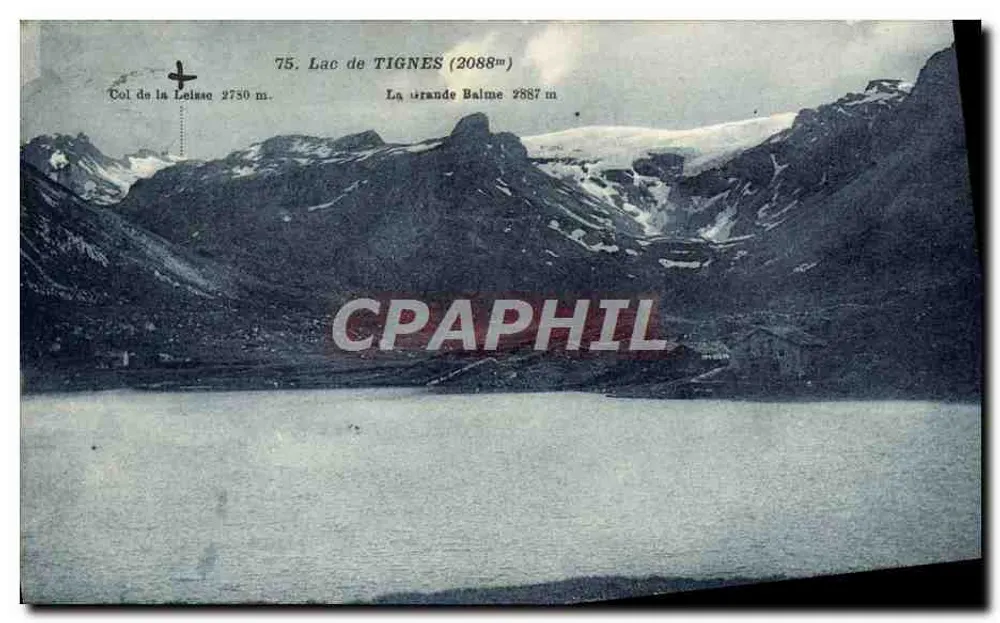 See von Tignes — Alpenblick mit Gipfeln und Passen — Ausgabe Berthou & Maurice - Vorderseite