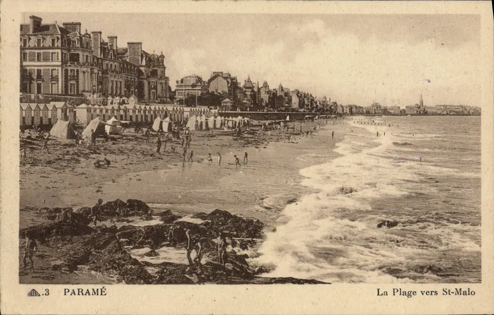 La Plage vers St-Malo — vue de la côte — éditeur PARAMÉ n°3 - Frente