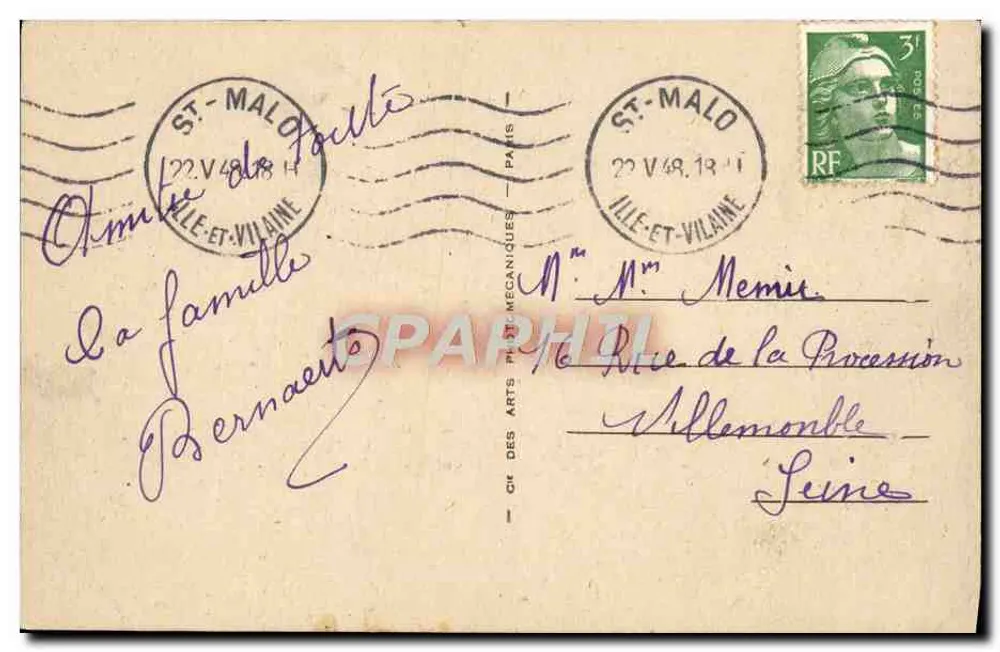 La Plage vers St-Malo — vue de la côte — éditeur PARAMÉ n°3 - Verso