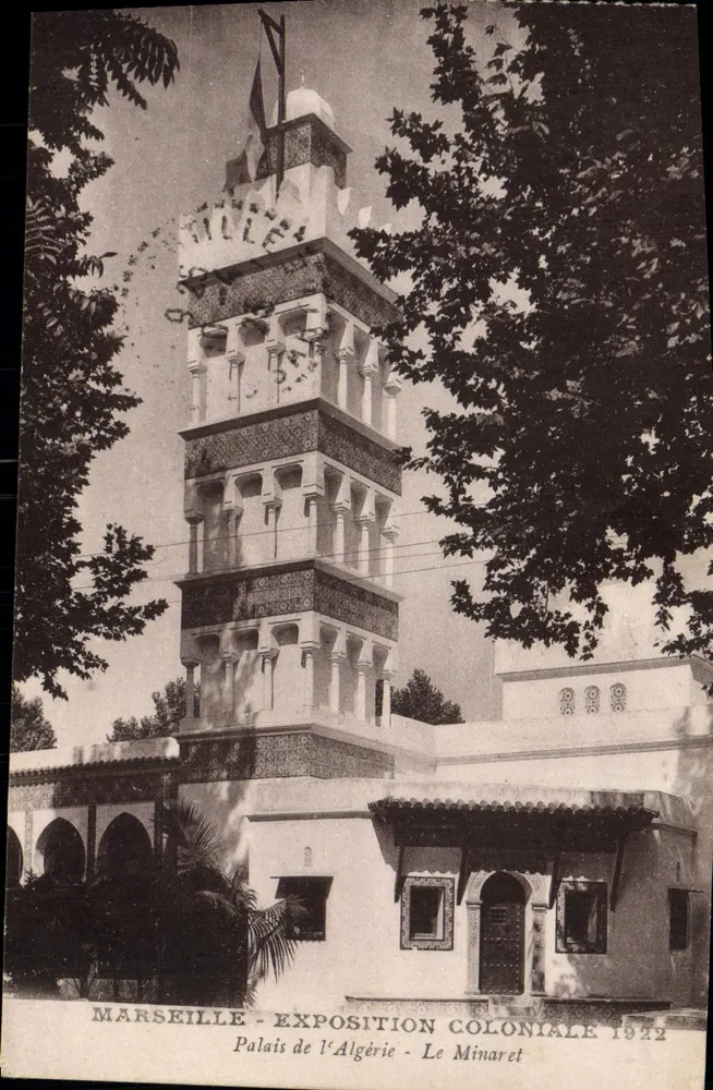 Marseille - Kolonialausstellung 1922 - Palast Algeriens - Der Minaret - Vorderseite