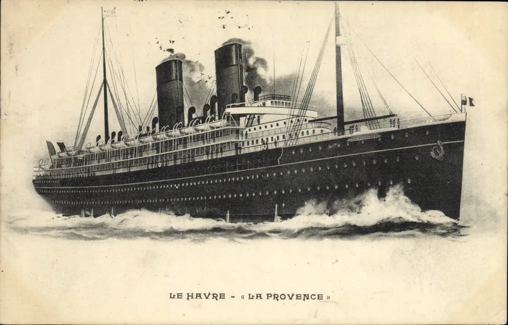 Le Havre - « La Provence » — ilustração de navio a vapor — editor não visível - Frente