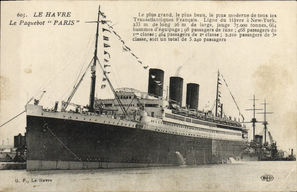 Le Havre — O transatlântico "Paris" — G. F., Le Havre - Frente