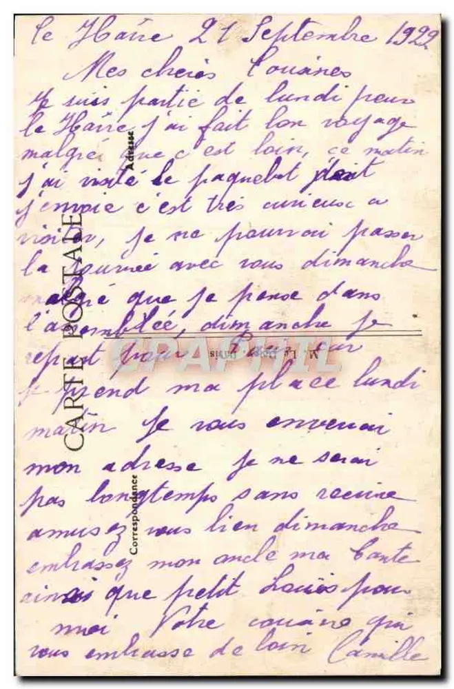 Le Havre — O transatlântico "Paris" — G. F., Le Havre - Verso