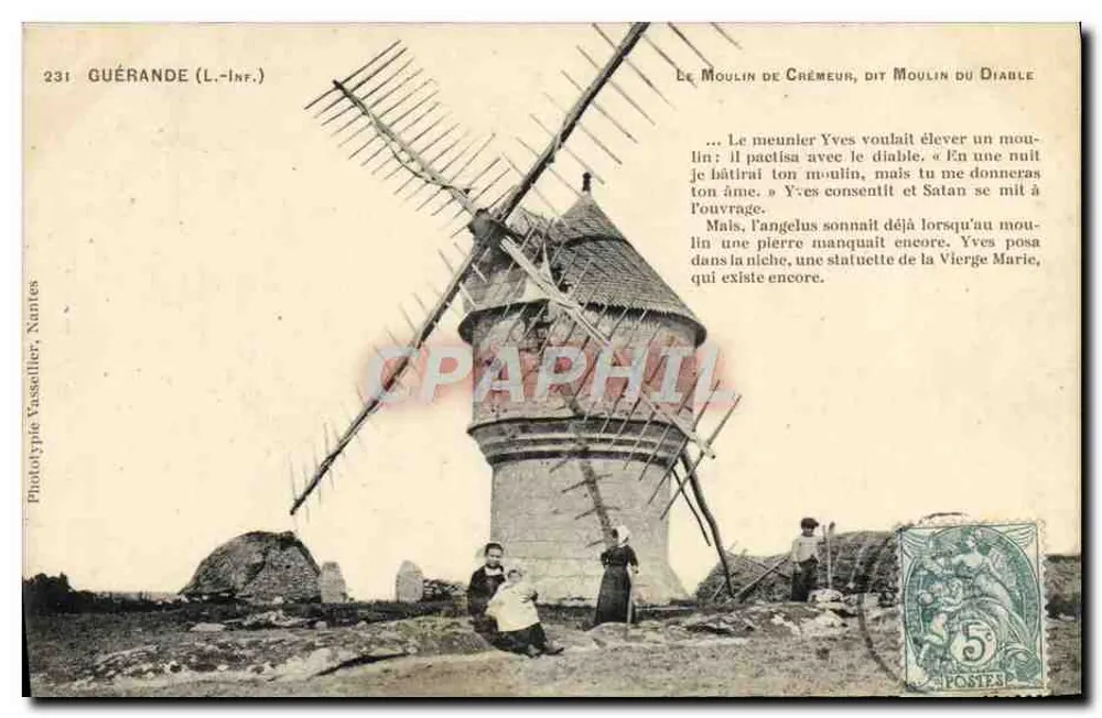Guérande (L.-Inf.) — Mühle Crèmeur, auch als Teufelsmühle bekannt — Phototype Vassellier, Nantes - Vorderseite