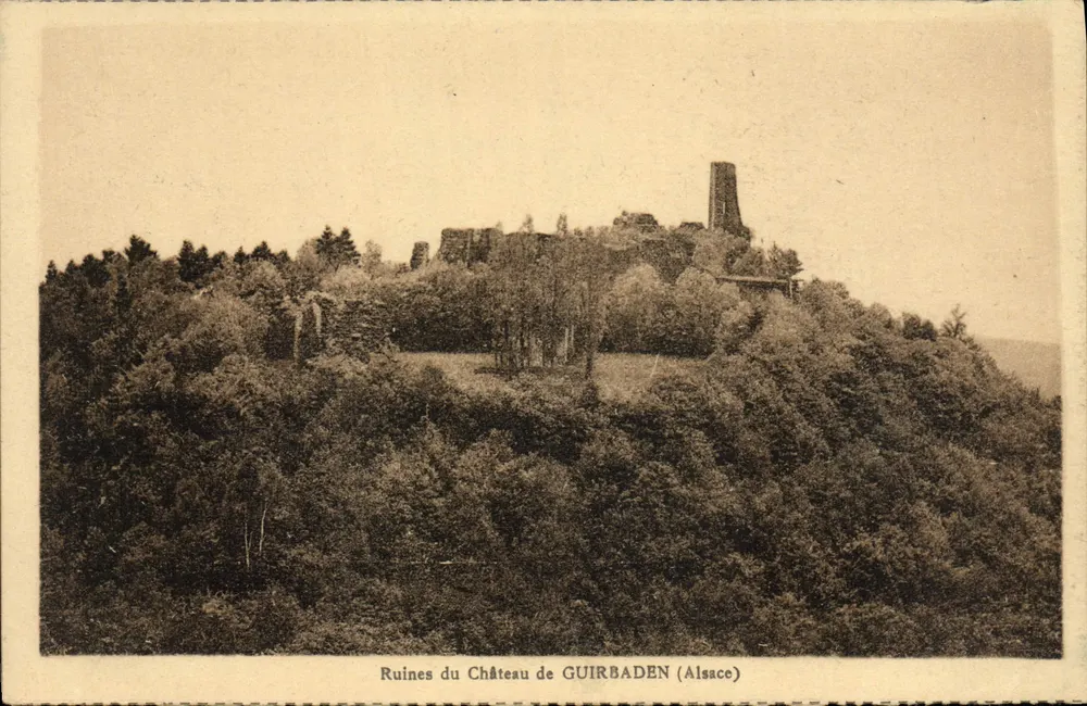Ruiny zamku GUIRBADEN (Alzacja) — wydawca Félix Luib, Strasburg - Awers