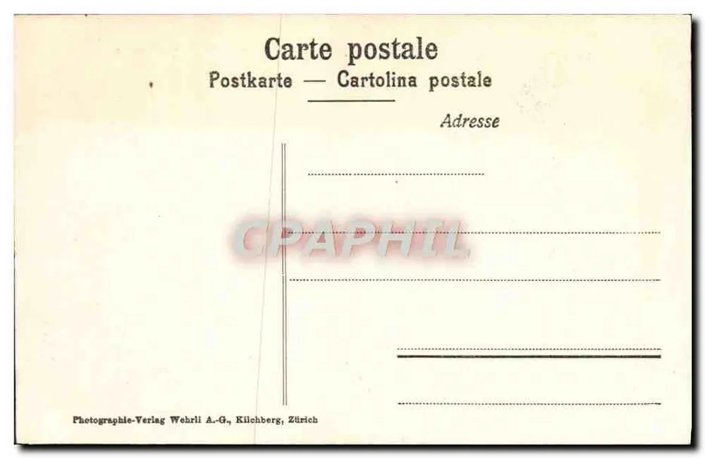 Lugano para o Monte Tamaro — vista lacustre com barco — editor Wehrli A.-G., Zürich, n° 16217 - Verso