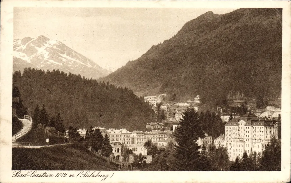 Bad-Gastein 1012 m. (Salzbourg) — vista panorâmica — editor Kupferdruck Monopol, München - Frente