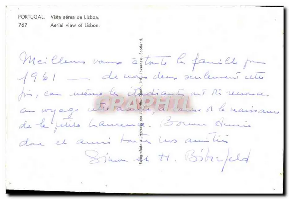 Luchtfoto van Lissabon — gedrukt door I. Arthur Dixon, Ltd. — n° 767 - Achterkant
