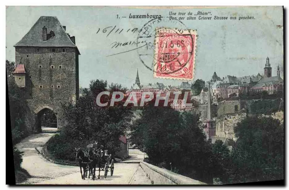 Luxemburgo — Vista de uma torre do « Rham » — P. C. Schioren, fotógrafo - Frente