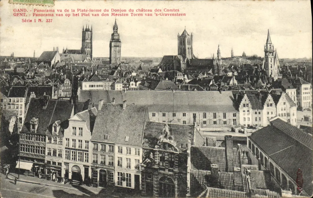 Gand - Panorama vom Podestal der Burg der Grafen - Serie I N. 337 - Vorderseite