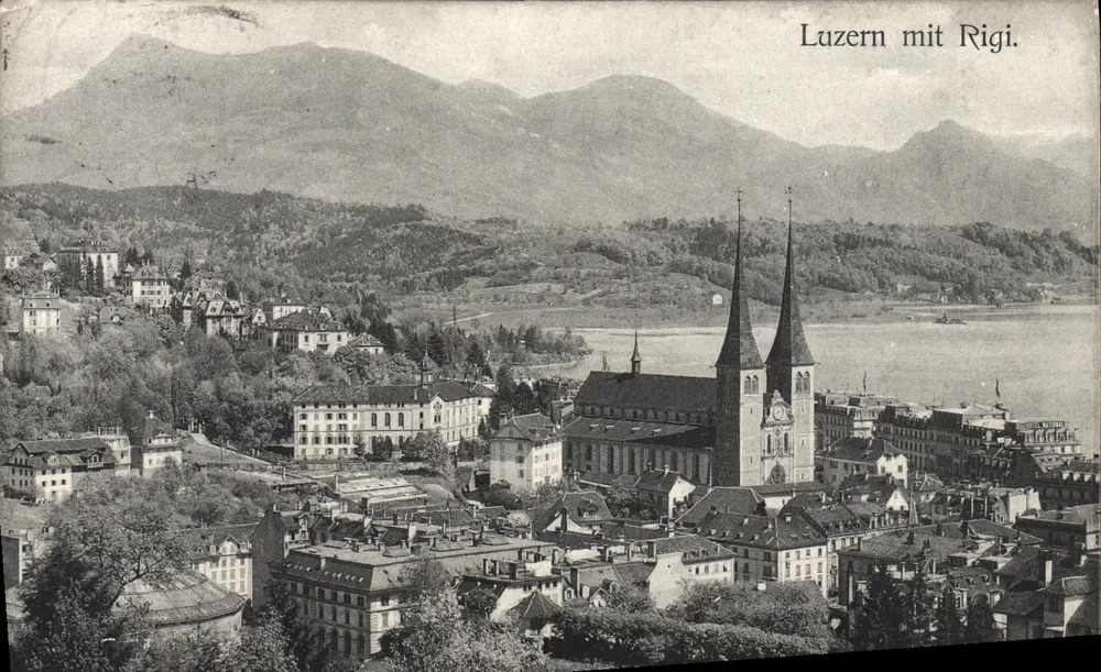 Lucerna com Rigi — vista panorâmica — editor desconhecido, n° de série 12601 - Frente