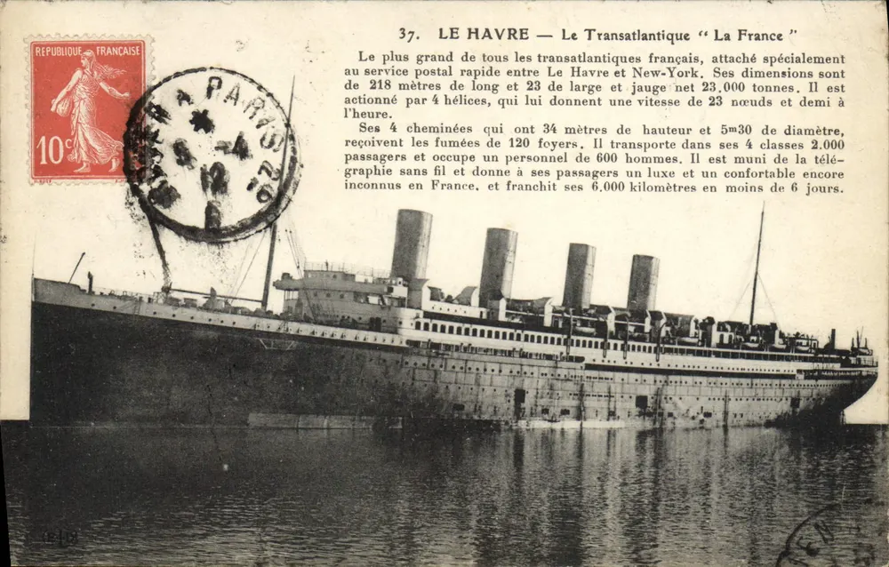 Le Havre — Der Transatlantische Dampfer "La France" — Unbekannter Verlag, Nr. 37 - Vorderseite