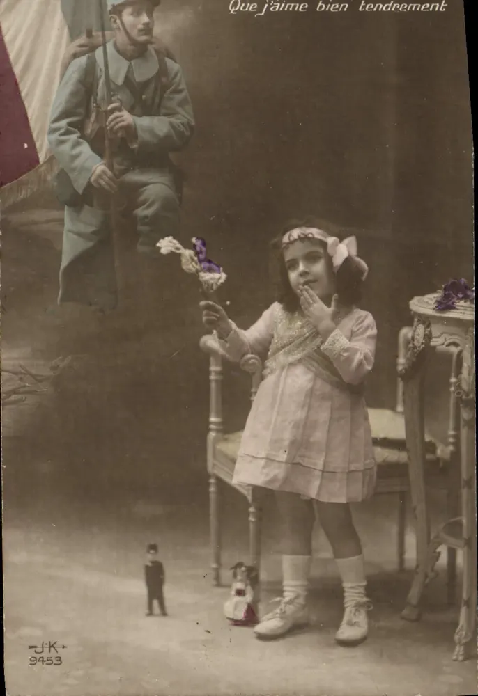 Soldado e menina — cena de ternura — J.K. n° 9453 - Frente