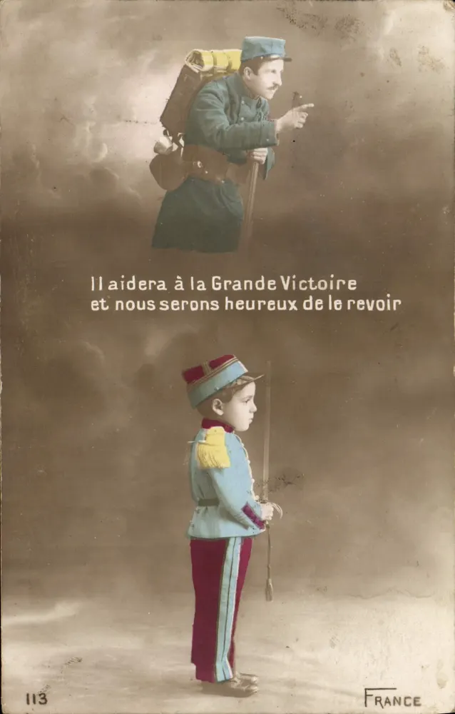 Soldat und Kind in Uniform — Frankreich — Nr. 113 - Vorderseite