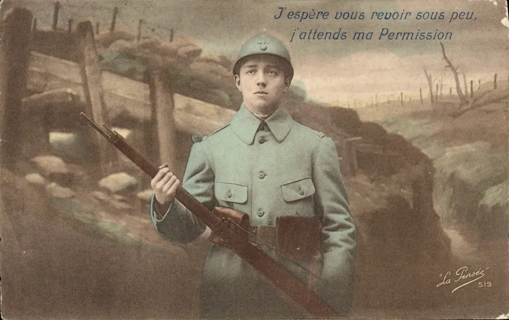 Soldat im Uniform — Kriegsszene — "La Pensée" n°519 - Vorderseite