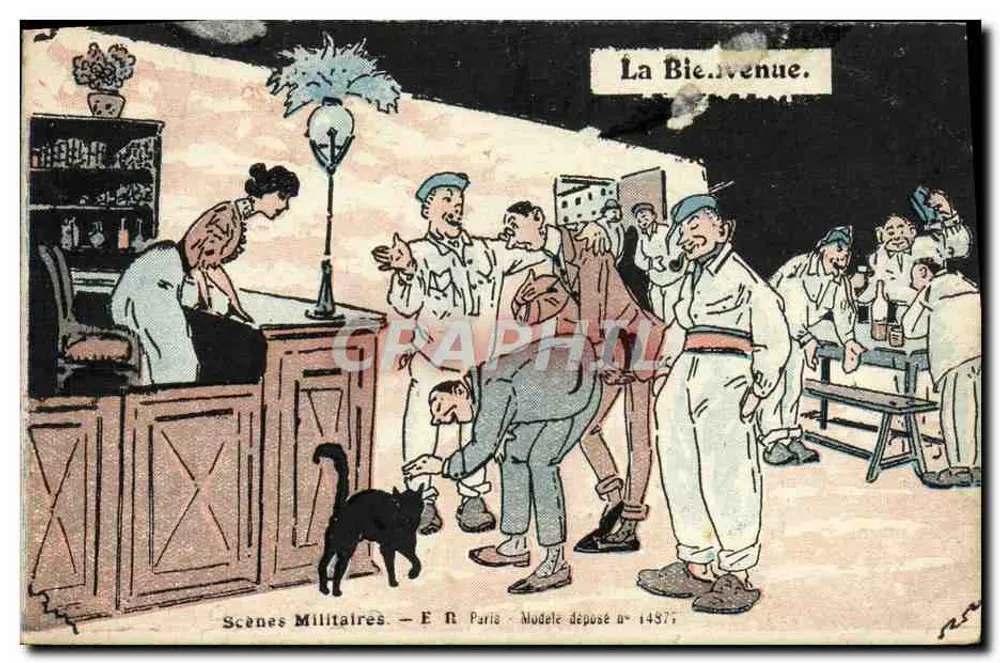 Militärszenen — E.R. Paris — Willkommen. Modell eingetragen n° 1457 - Vorderseite