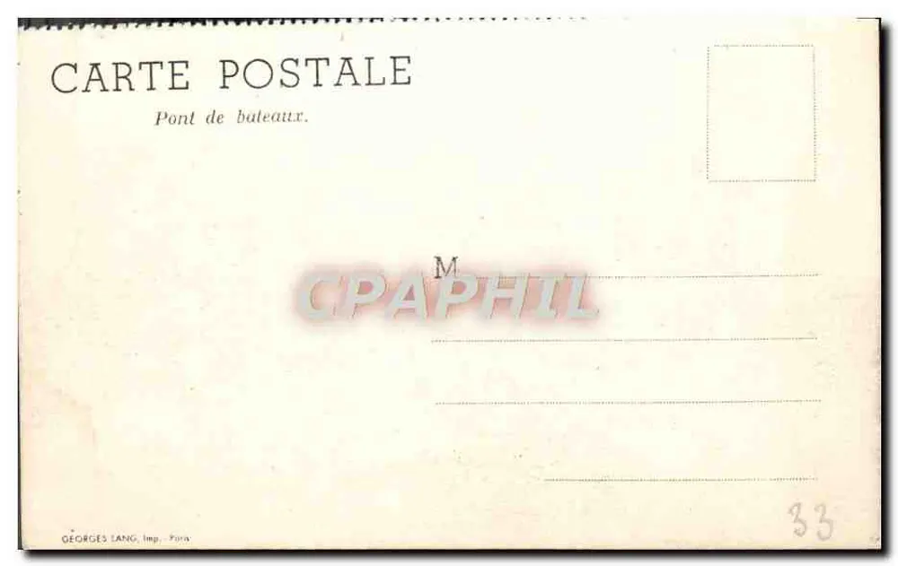 Ponte de barcos — Soldados em marcha — Georges Lang, Imp. Paris - Verso