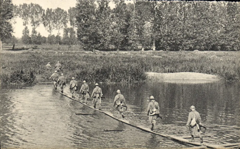 Infanteriebrücke — Soldaten, die einen Wasserlauf überqueren — Georges Lang, Nr. 31 - Vorderseite