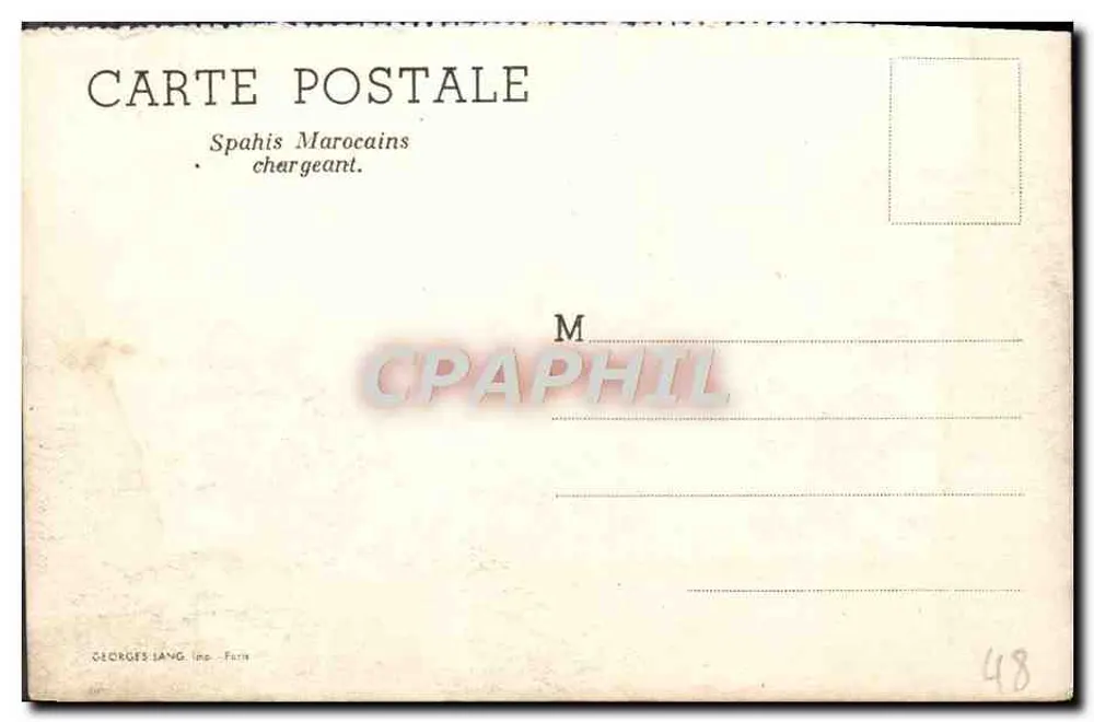 Spahis marroquinos carregando — Georges Lang, n° 48 - Verso