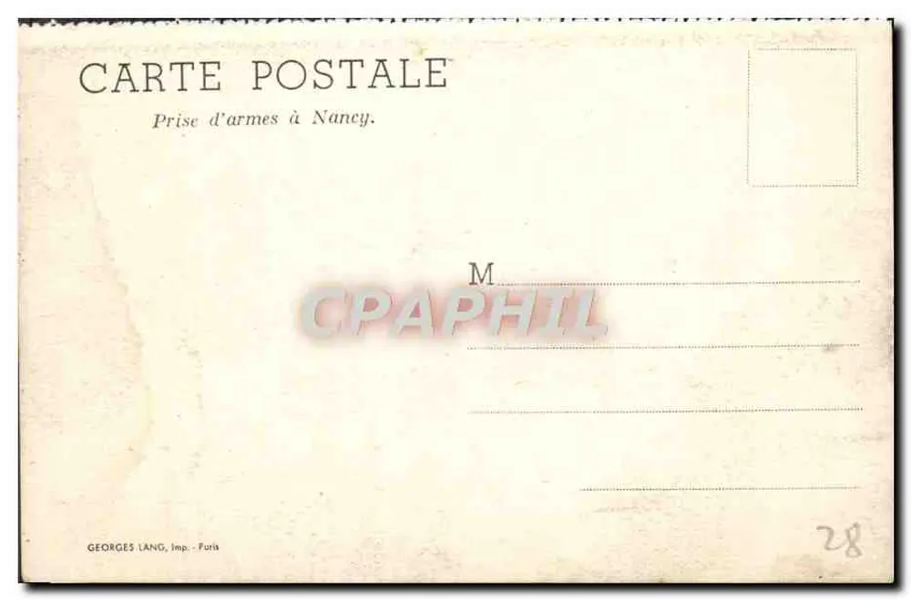 Cerimônia de armas em Nancy — Georges Lang, Paris - Verso