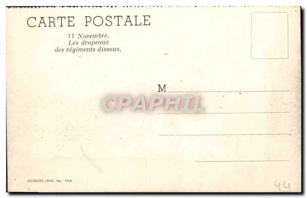 Paris — Militärmarsch unter dem Triumphbogen — Georges Lang, Verlag Paris - Rückseite