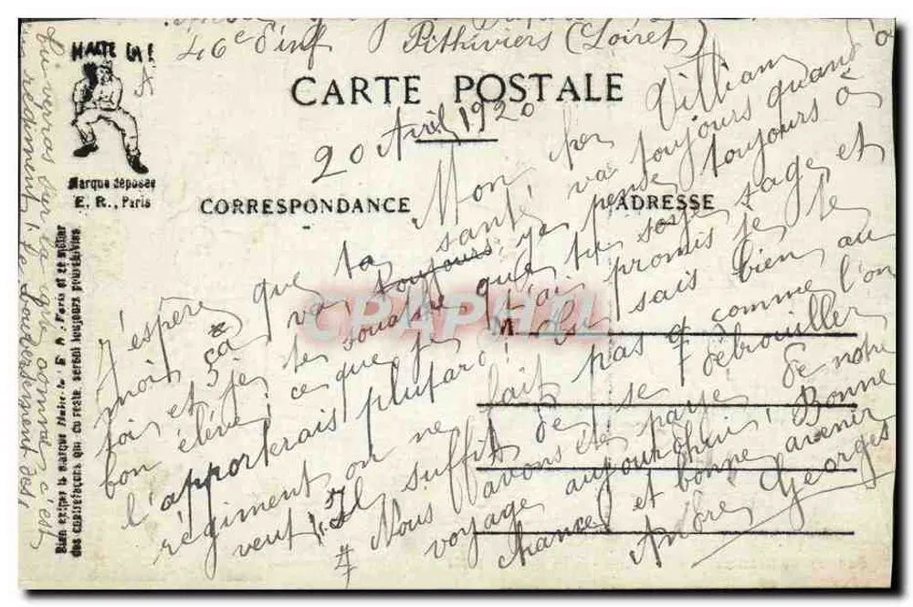 Scènes Militaires — Le Train de 10 h. 3. — Éditeur E. R. Paris, Modèle déposé n° 14877 - Rückseite