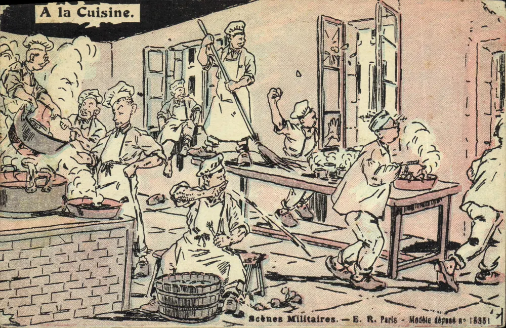 In der Küche — Militärszenen — E. R. Paris — Modell eingetragen n° 18851 - Vorderseite