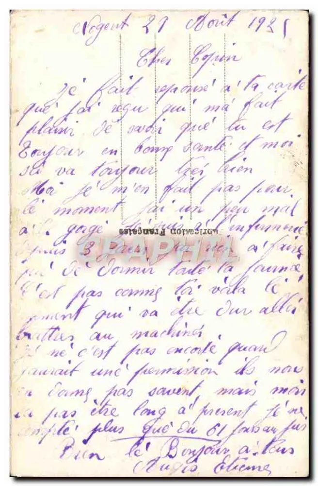 Büschel Violetter — Erinnerung an die Kolonialinfanterie — n° 247 - Rückseite
