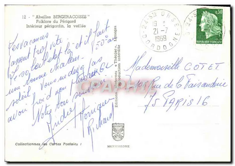 Périgord-Innenraum, die Abendstunde — Volksbräuche des Périgord — Moderne Editionen « Théojac » - Rückseite