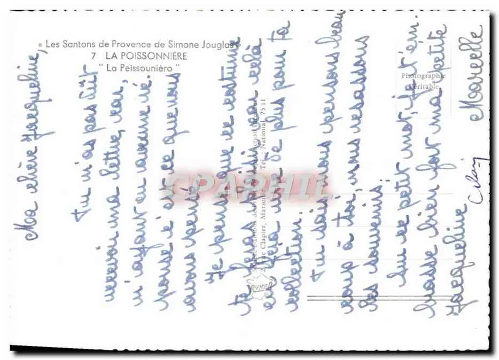 मछली विक्रेता — प्रोवेंस के सैंटोंस सिमोन जूग्लास — प्रकाशक: टूल नेशनल - पीछे