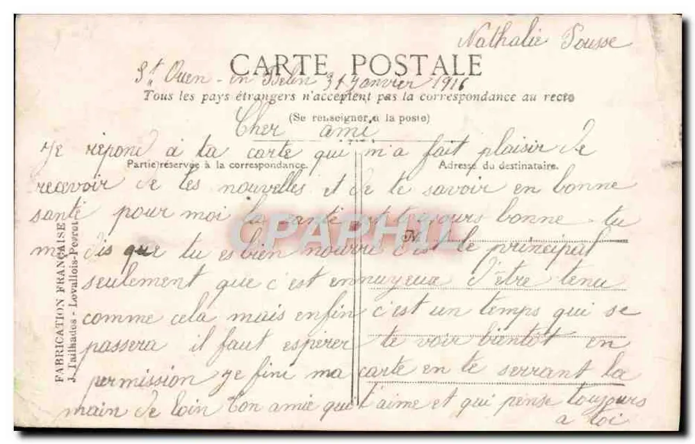 Bouquet de flores — Apesar da distância, nossos corações estejam unidos — Boulanger, Paris 84 - Verso