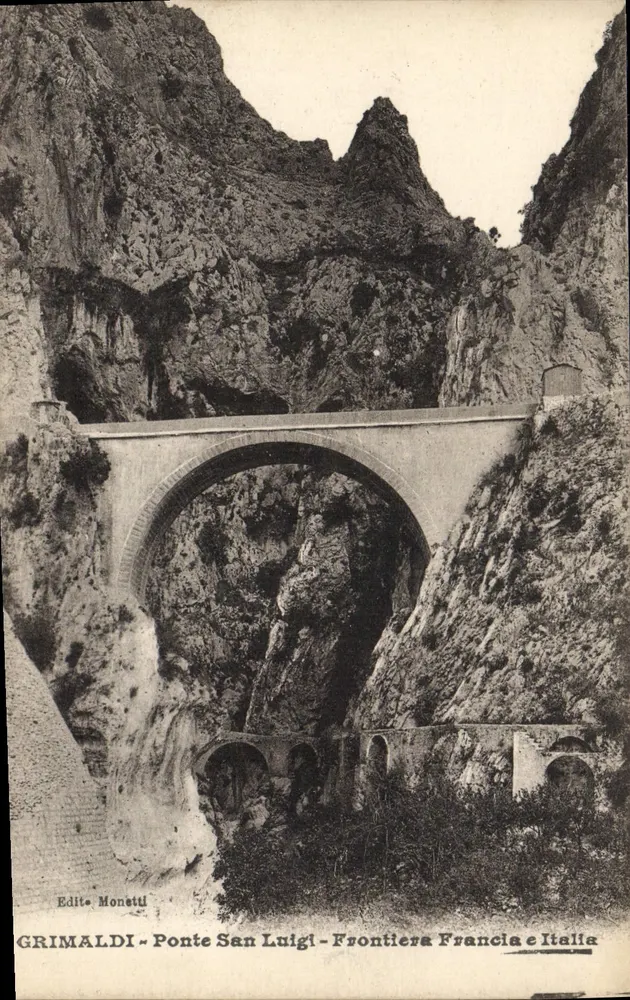 Ponte San Luigi — Fronteira entre a França e a Itália — Grimaldi, editor Monettli - Frente