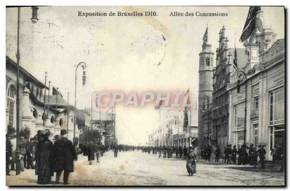 Brüsseler Ausstellung 1910 — Avenue der Concessions — Große Geschäfte der Börse, Verleger - Vorderseite