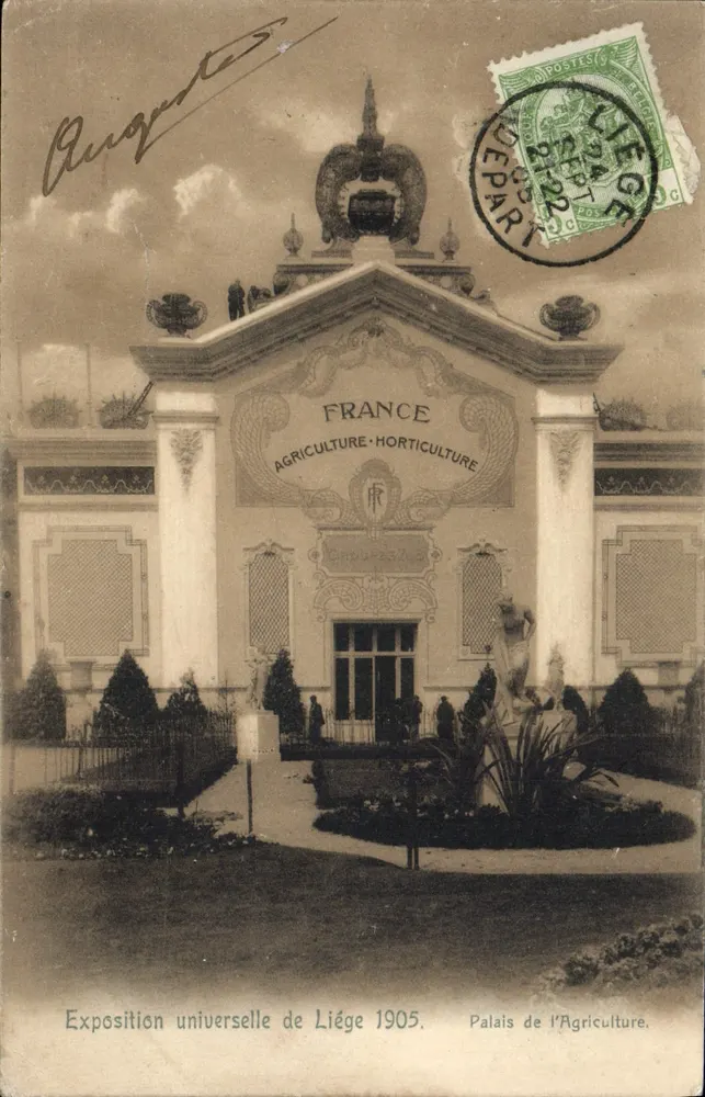 Palast der Landwirtschaft — Weltmesse in Liège 1905 — Offizielle Ansichtskarte - Vorderseite