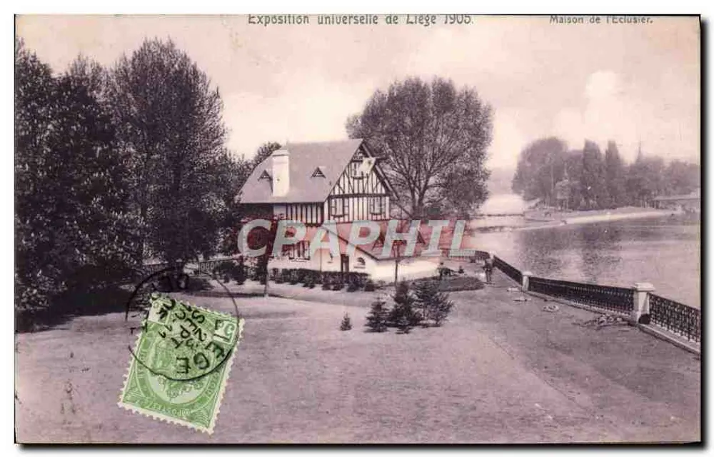 Casa do Cadeado — Exposição Universal de Liège 1905 — Carta postal oficial - Frente