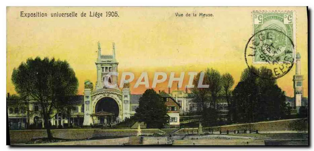 Weltausstellung von Liège 1905 — Ausblick auf die Maas — Offizielle Karteikarte Nr. 594 - Vorderseite