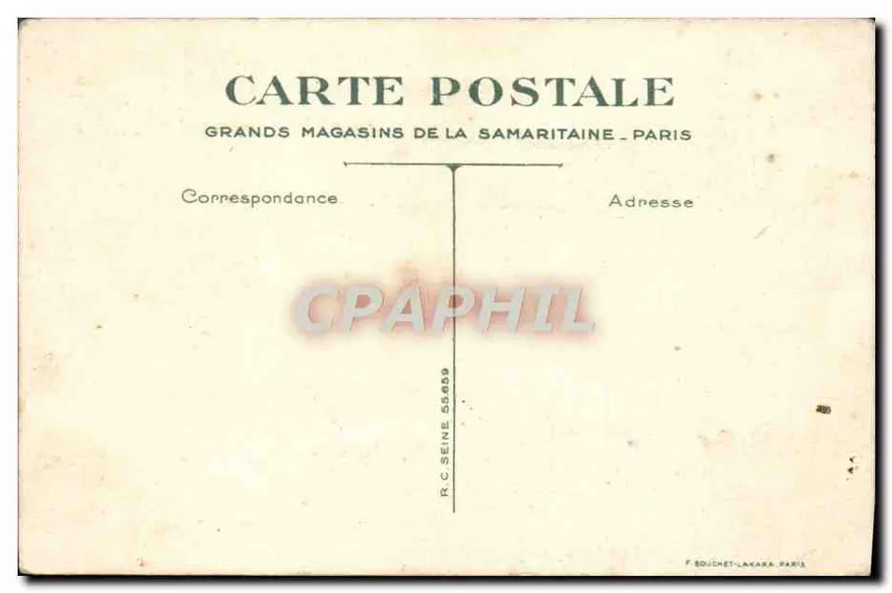 Zwei Kinder und ein Hund im Garten — OH! WIE HAT VATER DEN BALL HÖCHST GEWERFEN! — Grands Magasins de la Samaritaine, Paris - Rückseite