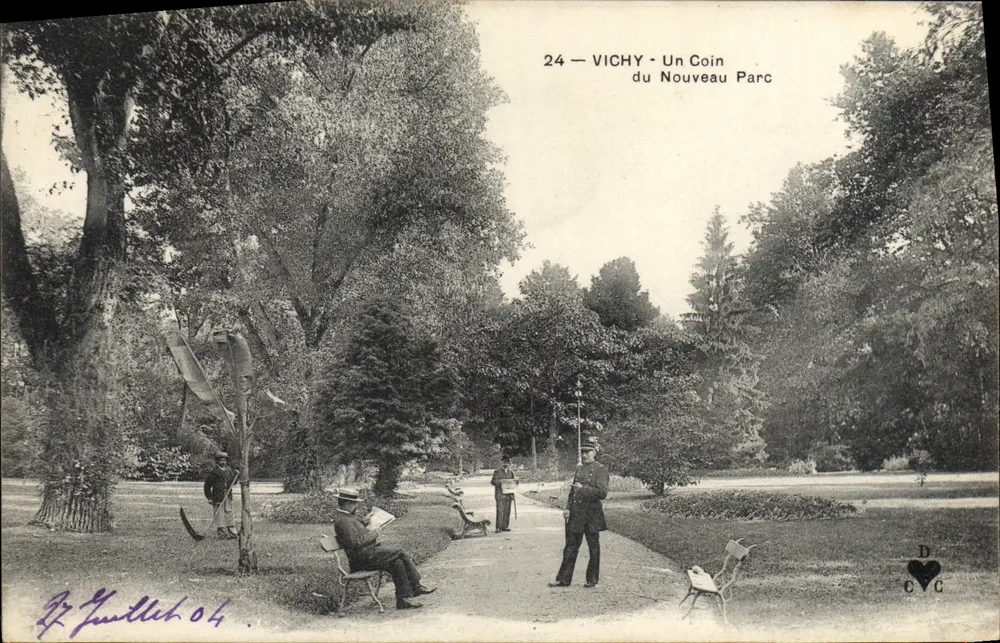 Vichy - Un Coin du Nouveau Parc — éditeur J. Yvart, n°24 - Recto