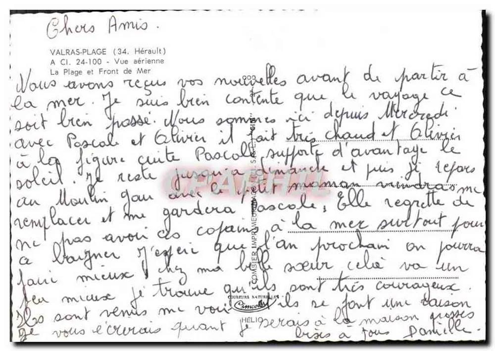 Valras-Plage (34) — Vue aérienne de la plage et du front de mer — Cim - Verso